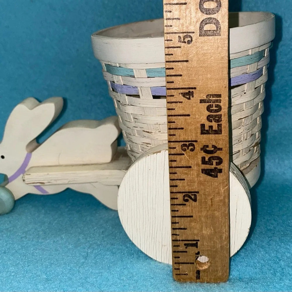 TELEFLORA bunny pulling basket cart wood vintage plant holder wheels roll - Picture 8 of 10